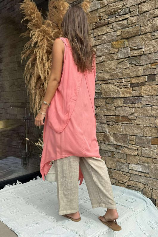 The Bertie Two Piece Layer Top Coral